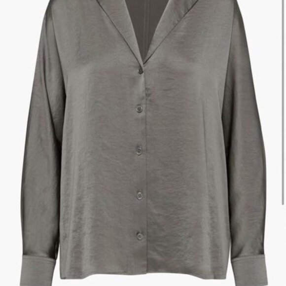 Aritzia / Wilfred Freeform Satin Button Up Shirt - size S - Grey - Picture 1 of 5